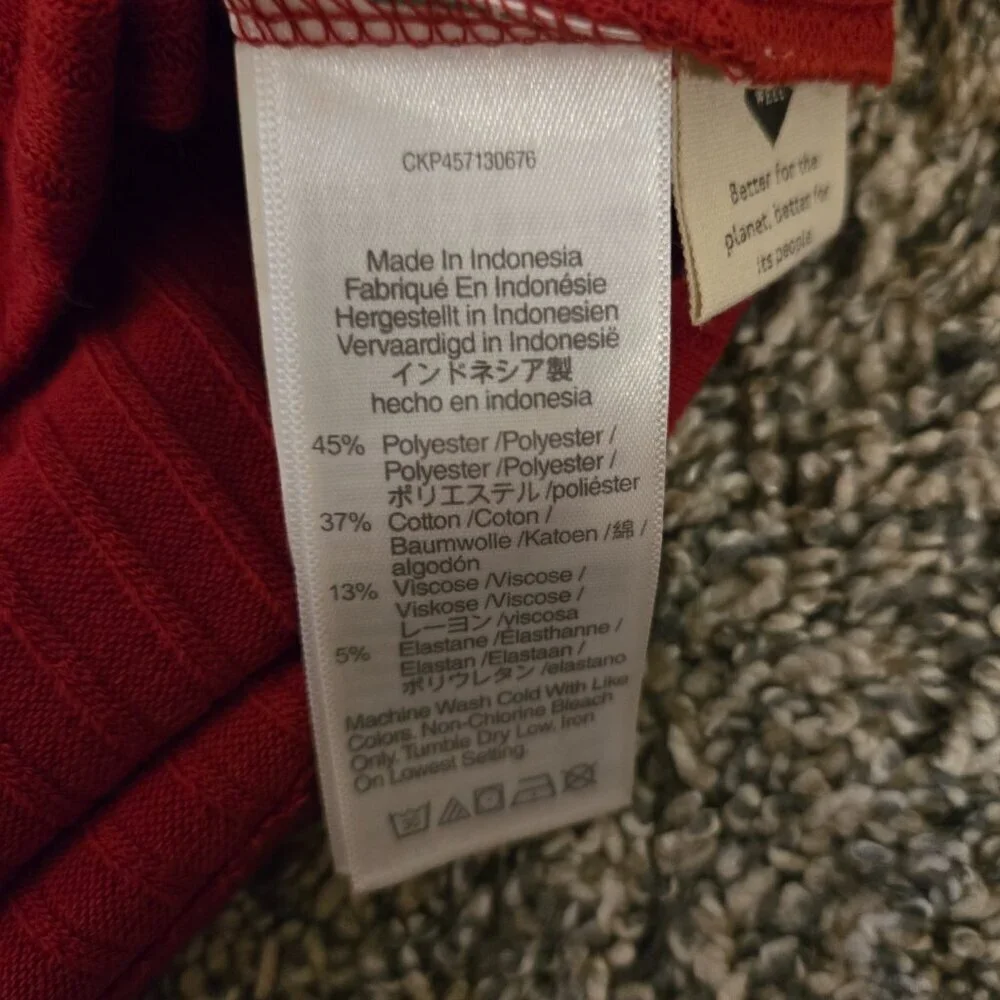 NWT Madewell Ribbed Cardigan Cropped Sweater Scarlet Red M